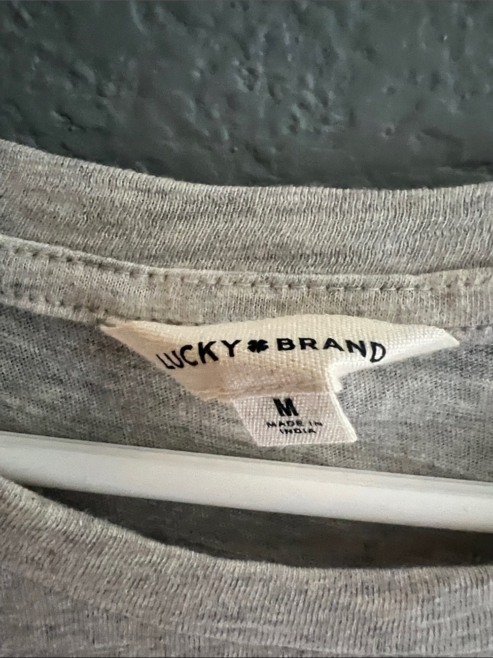 Lucky Brand Gray Short Sleeve Tee with Blue Floral Motif - Picture 2 of 3